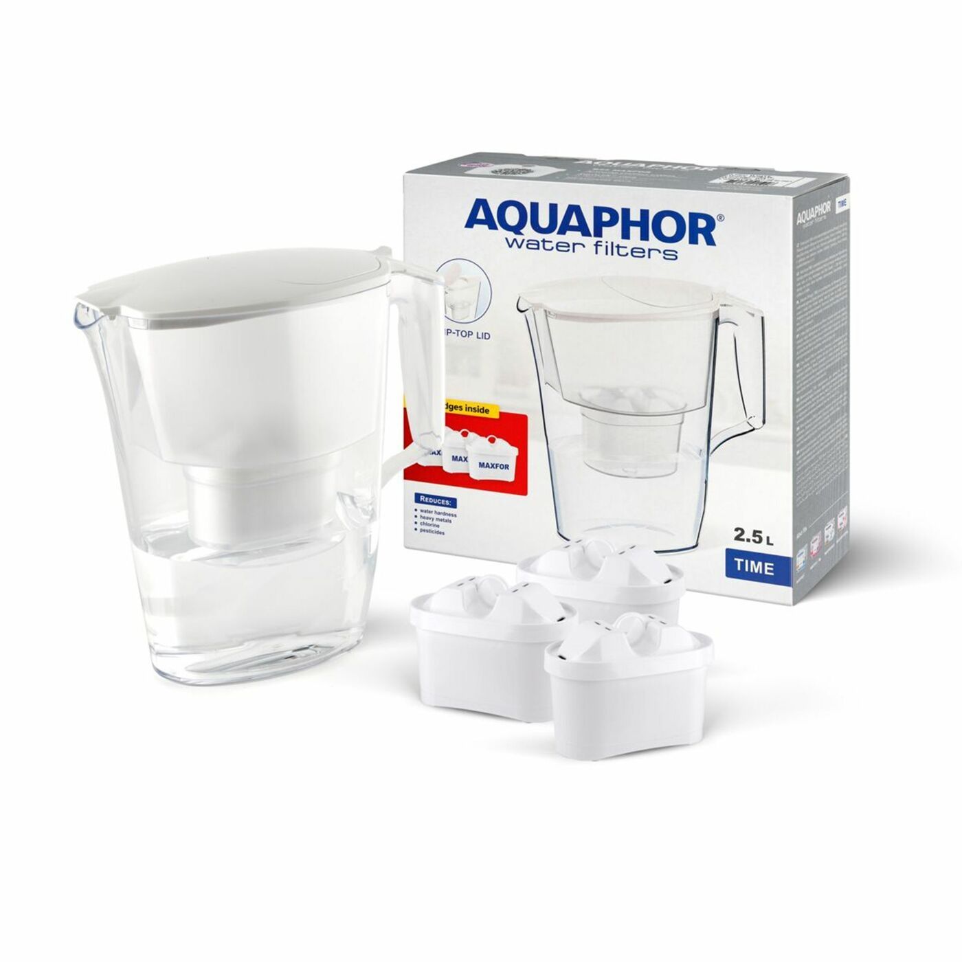 Aquaphor Zestaw dzbanek filtrujący TIME poj. 2,5L biały + 3 wkłady Maxfor