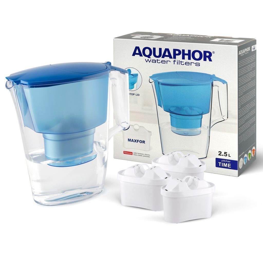 Aquaphor Zestaw dzbanek filtrujący TIME poj. 2,5L niebieski + 3 wkłady Maxfor