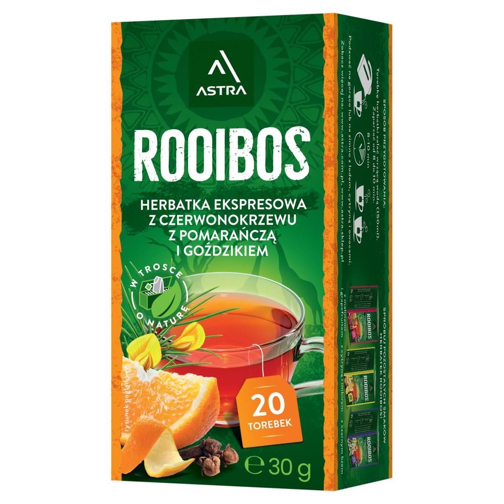 Astra Rooibos Herbatka ekspresowa Rooibos z pomarańczą i goździkiem 30 g