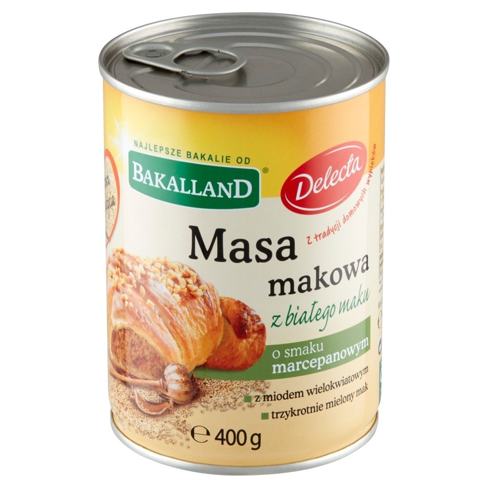 Bakalland Masa makowa z białego maku o smaku marcepanowym 400 g