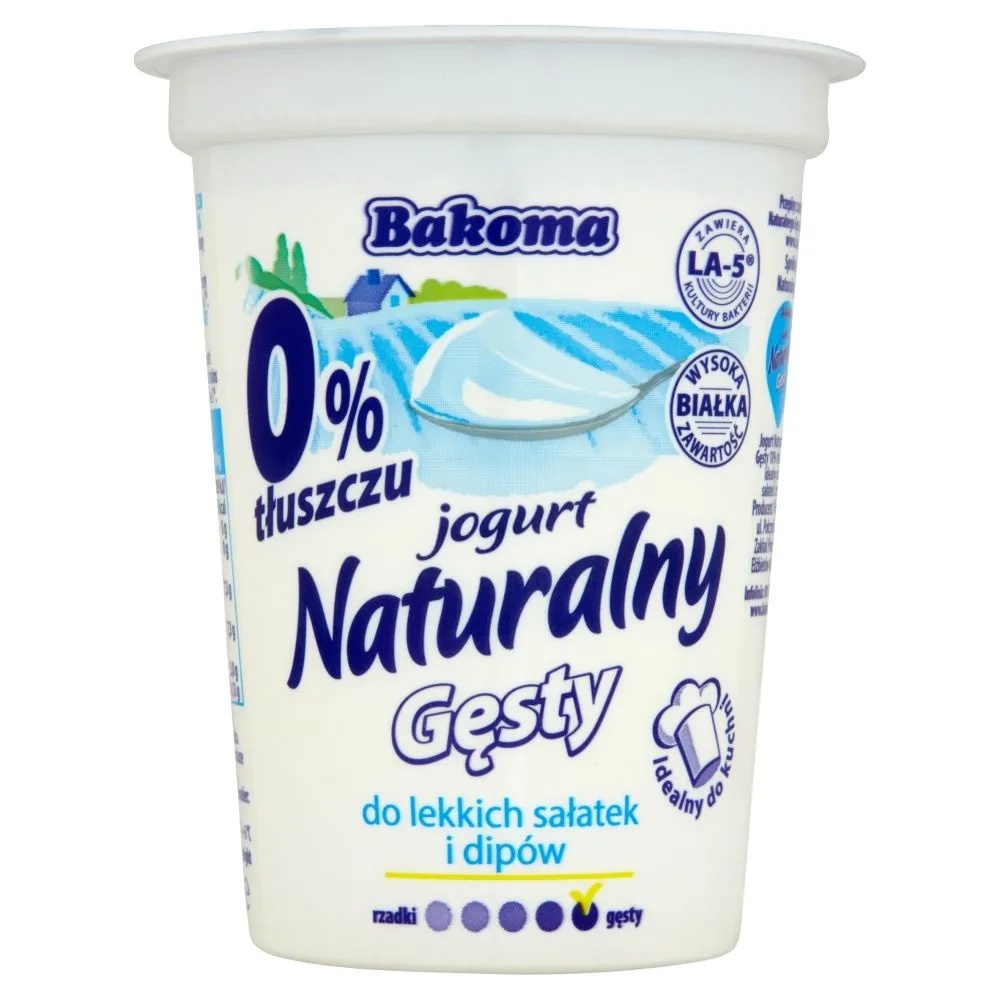 Bakoma Jogurt naturalny gęsty 0% 390 g