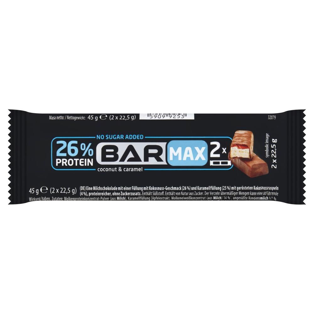 Bar Max Coconut & Caramel Czekolada mleczna 45 g (2 x 22,5 g)