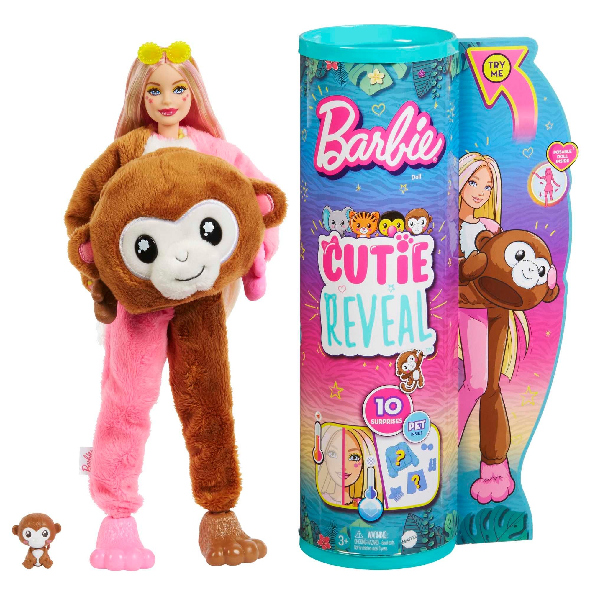 Barbie Cutie Reveal Małpka Lalka Seria Dżungla HKR01