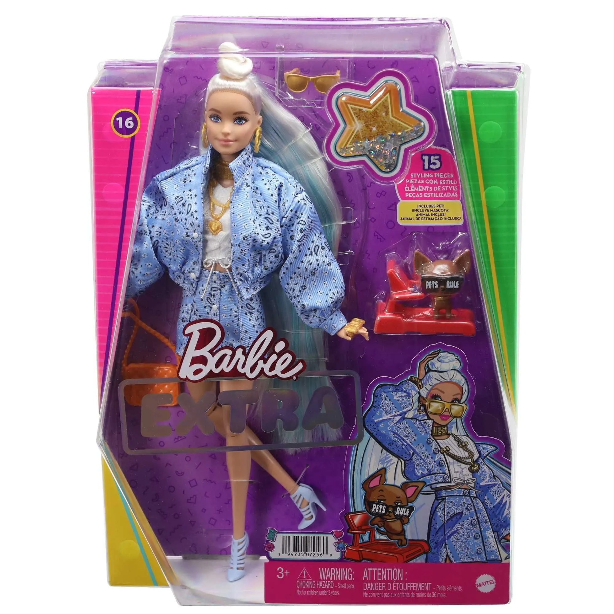 Barbie Extra Lalka Niebieski komplet/Blond włosy HHN08