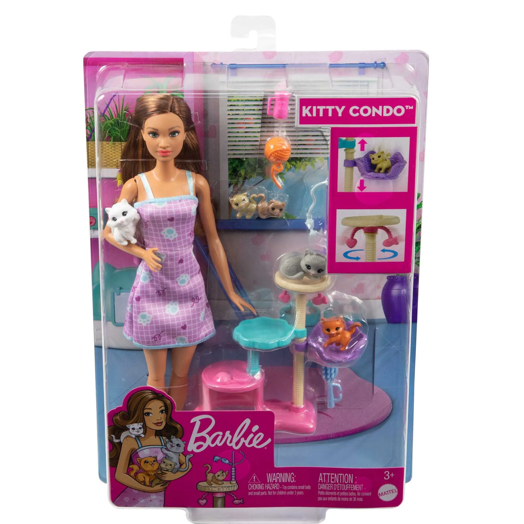 Barbie Lalka Zabawa z kotkami zestaw HHB70