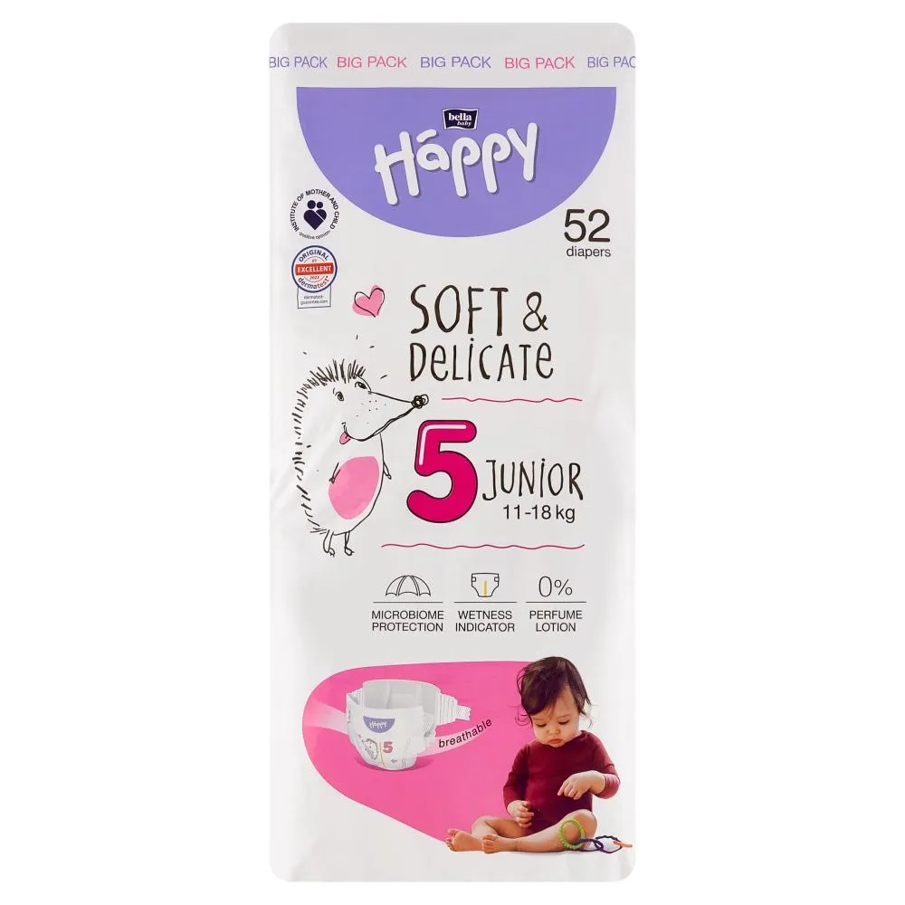 Bella Baby Happy Pieluszki jednorazowe 5 junior 11-18 kg 52 sztuki