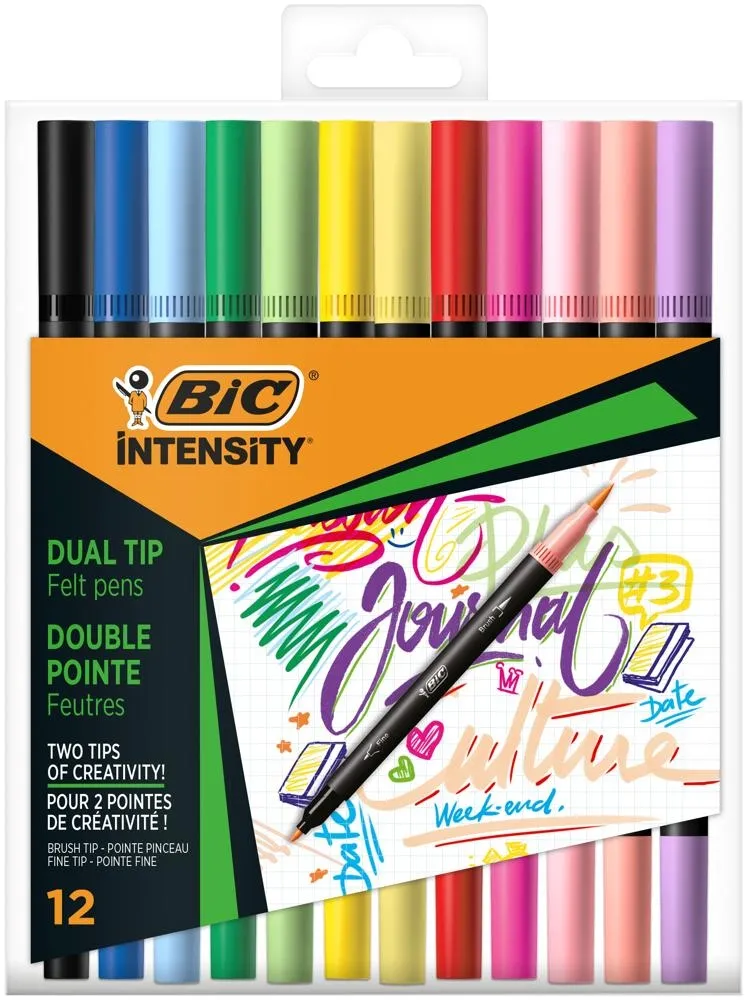 BIC Intensity Dual Tip Classic+Pastel Pisak dwustronny mix Etui 12szt
