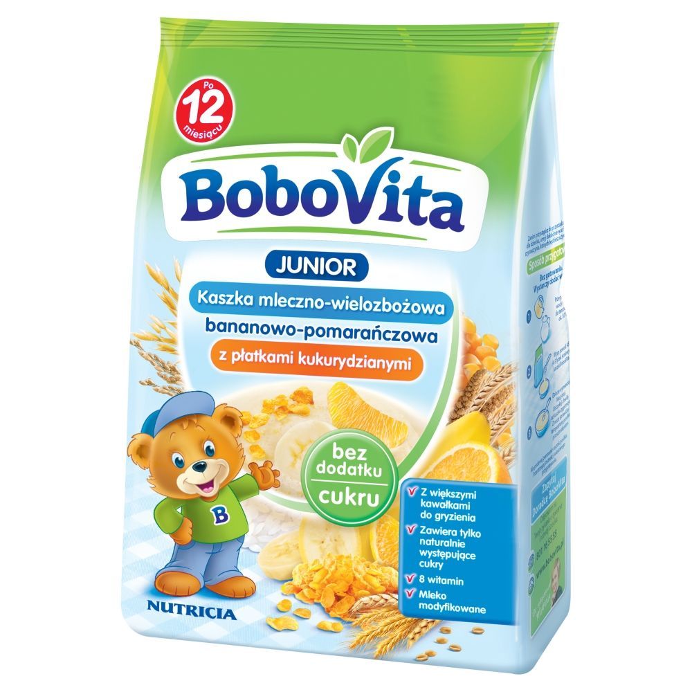 BoboVita Junior Kaszka mleczno-wielozbożowa bananowo-pomarańczowa po 12 miesiącu 230 g