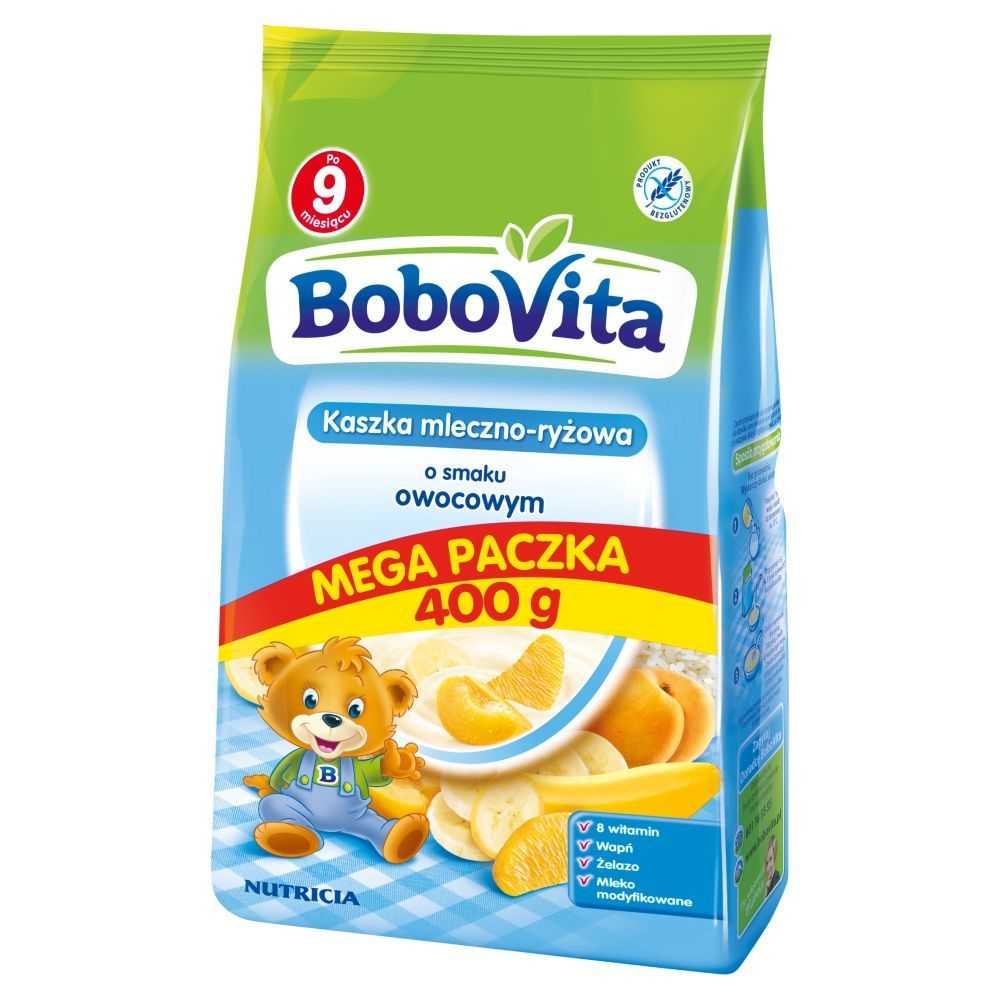 BoboVita Kaszka mleczno-ryżowa o smaku owocowym po 9 miesiącu 400 g