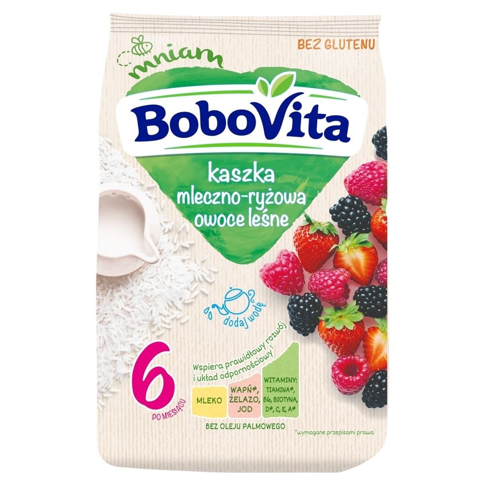 Фото - Дитяче харчування BoboVita Kaszka mleczno-ryżowa owoce leśne po 6 miesiącu 230 g 