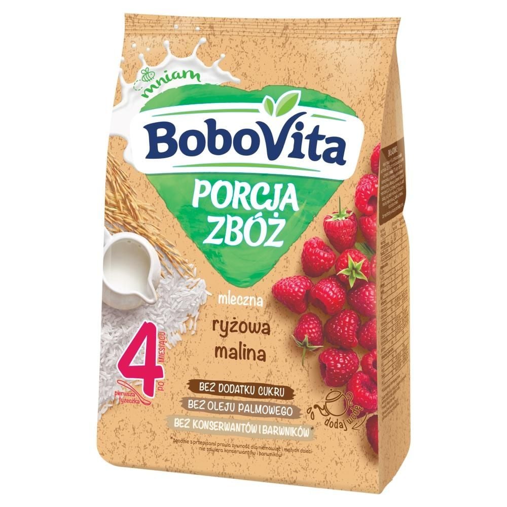 BoboVita Porcja zbóż Kaszka mleczna ryżowa malina po 4 miesiącu 210 g