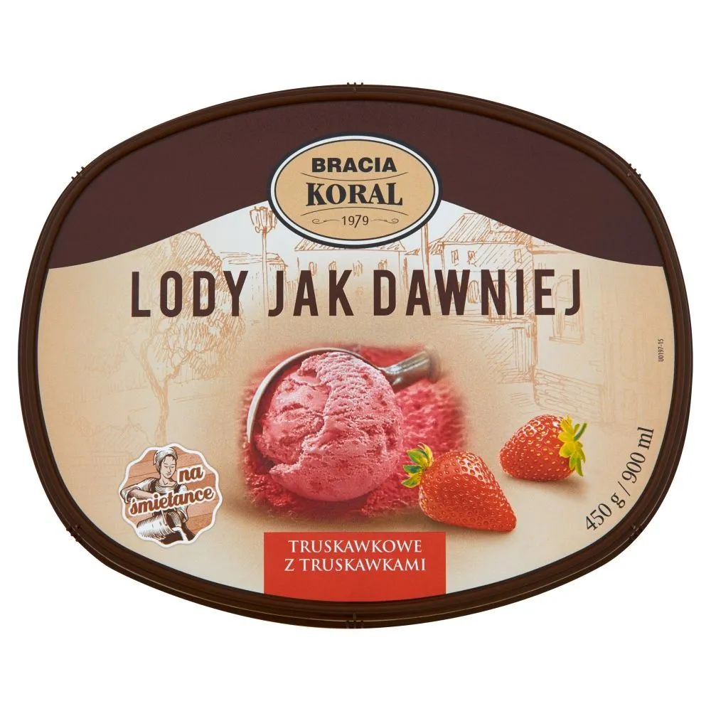Bracia Koral Lody jak dawniej Truskawkowe z truskawkami 900 ml