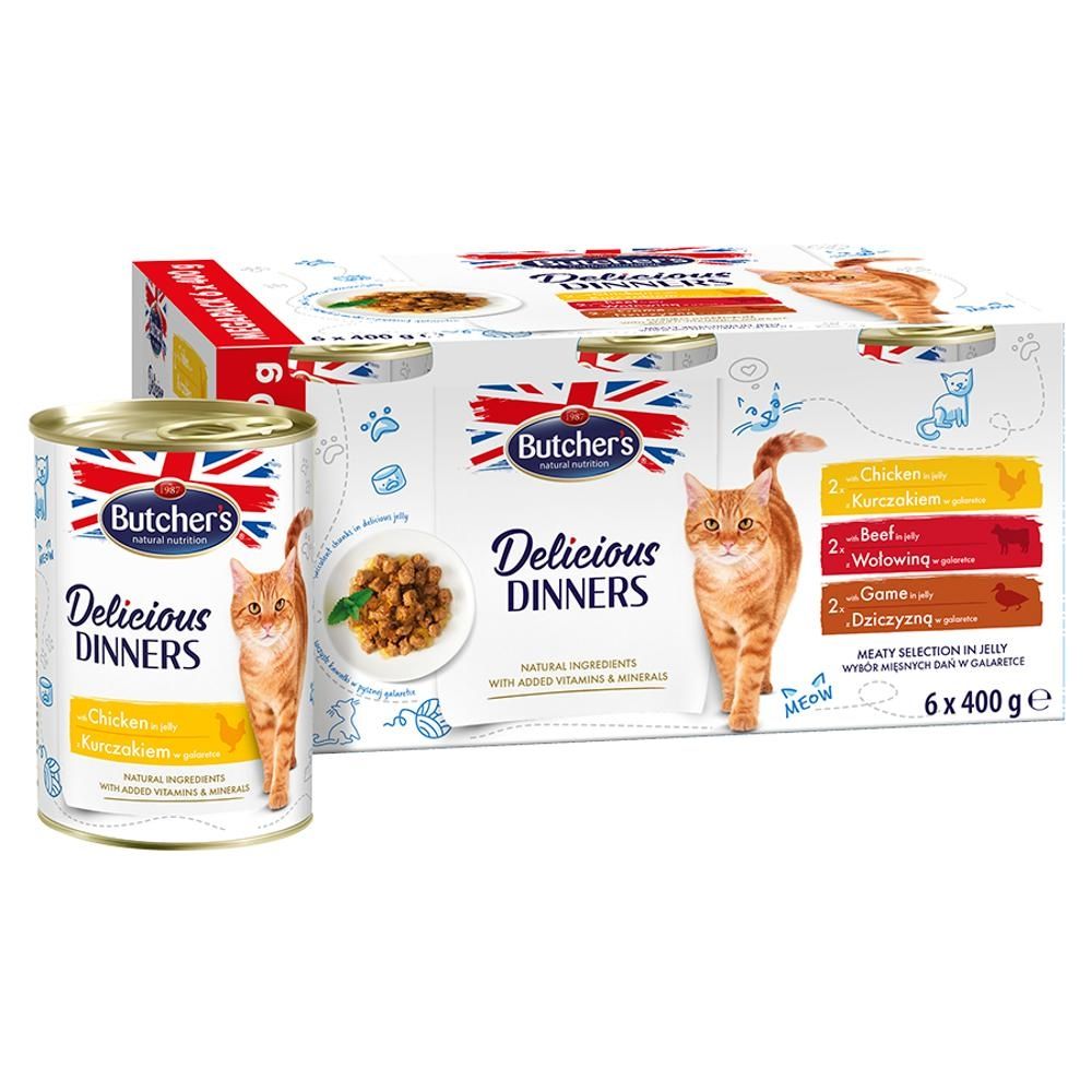 Butcher's Delicious Dinners Karma dla kotów wybór mięsnych dań w galaretce 6 x 400 g