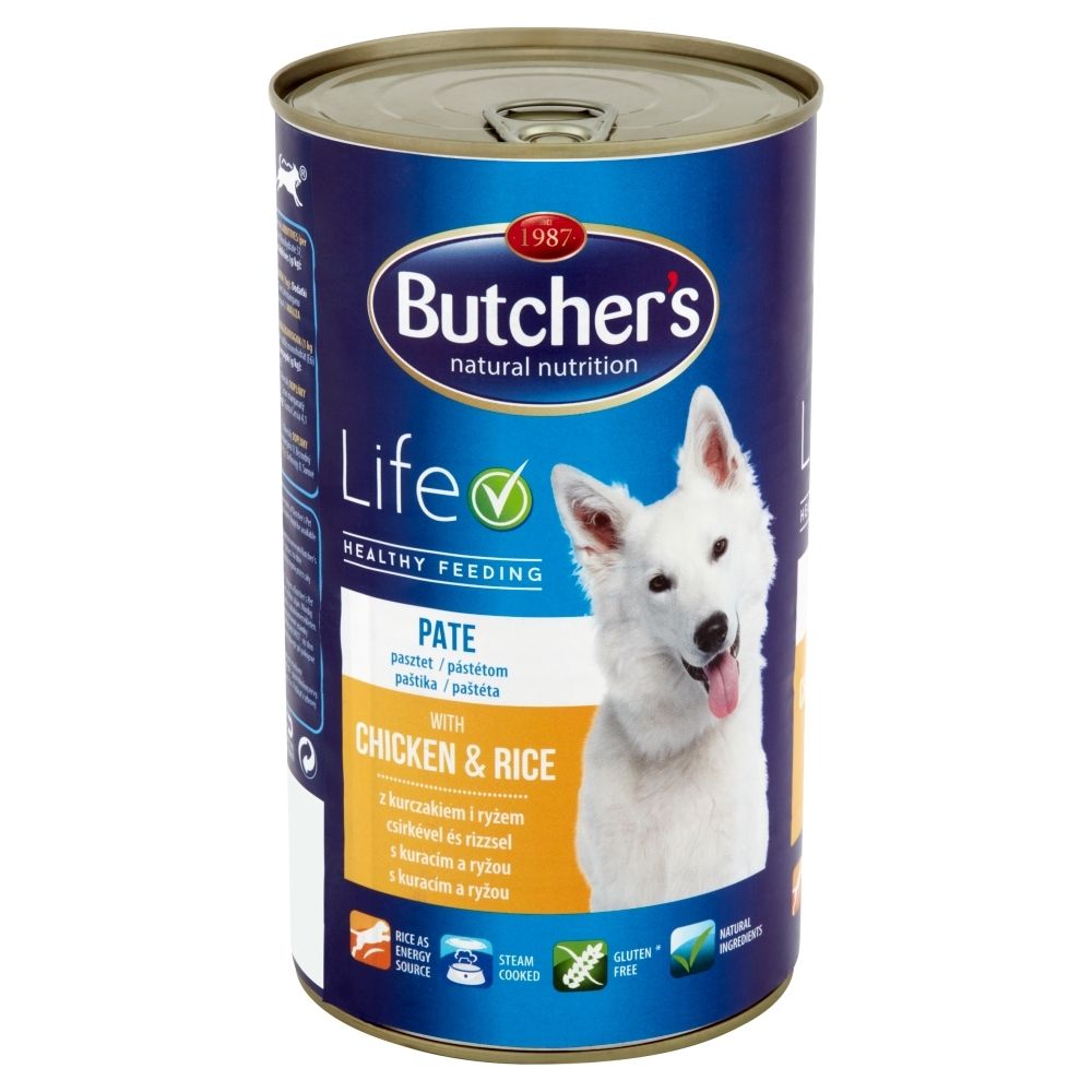 Butcher's Life Karma dla dorosłych psów pasztet z kurczakiem i ryżem 1200 g