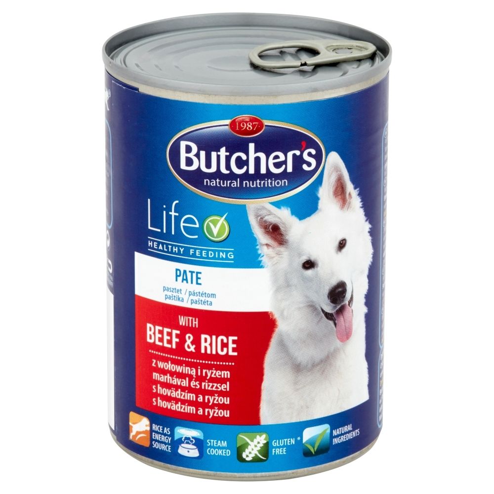 Butcher's Life Karma dla dorosłych psów pasztet z wołowiną i ryżem 390 g
