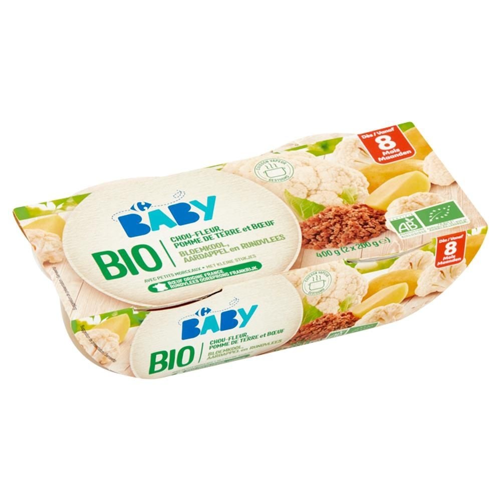 Carrefour Baby Bio Ekologiczny obiadek na bazie kalafiora po 8. miesiącu 400 g (2 x 200 g)