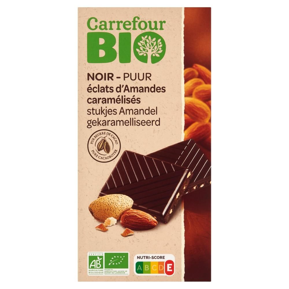 Carrefour Bio Ekologiczna czekolada z kawałkami karmelizowanych migdałów 100 g