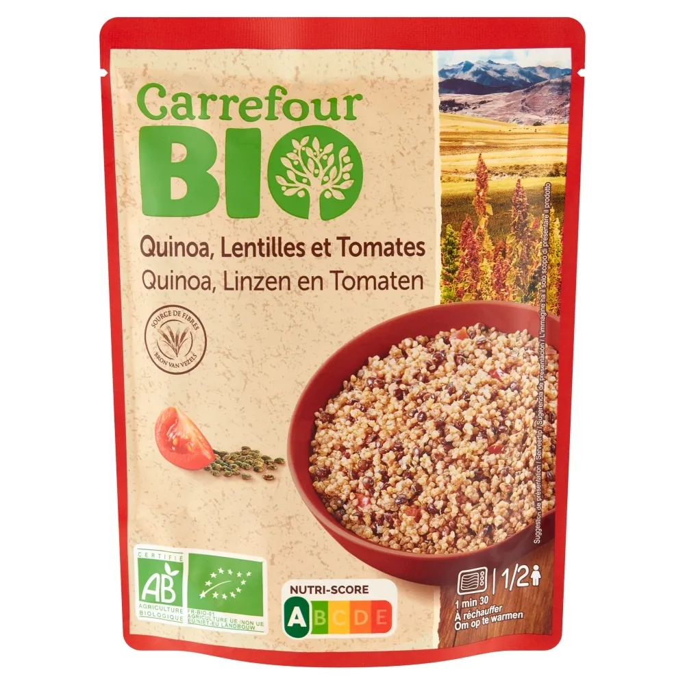 Carrefour Bio Ekologiczna mieszanka komosy ryżowej zielonej soczewicy i pomidorów 250 g
