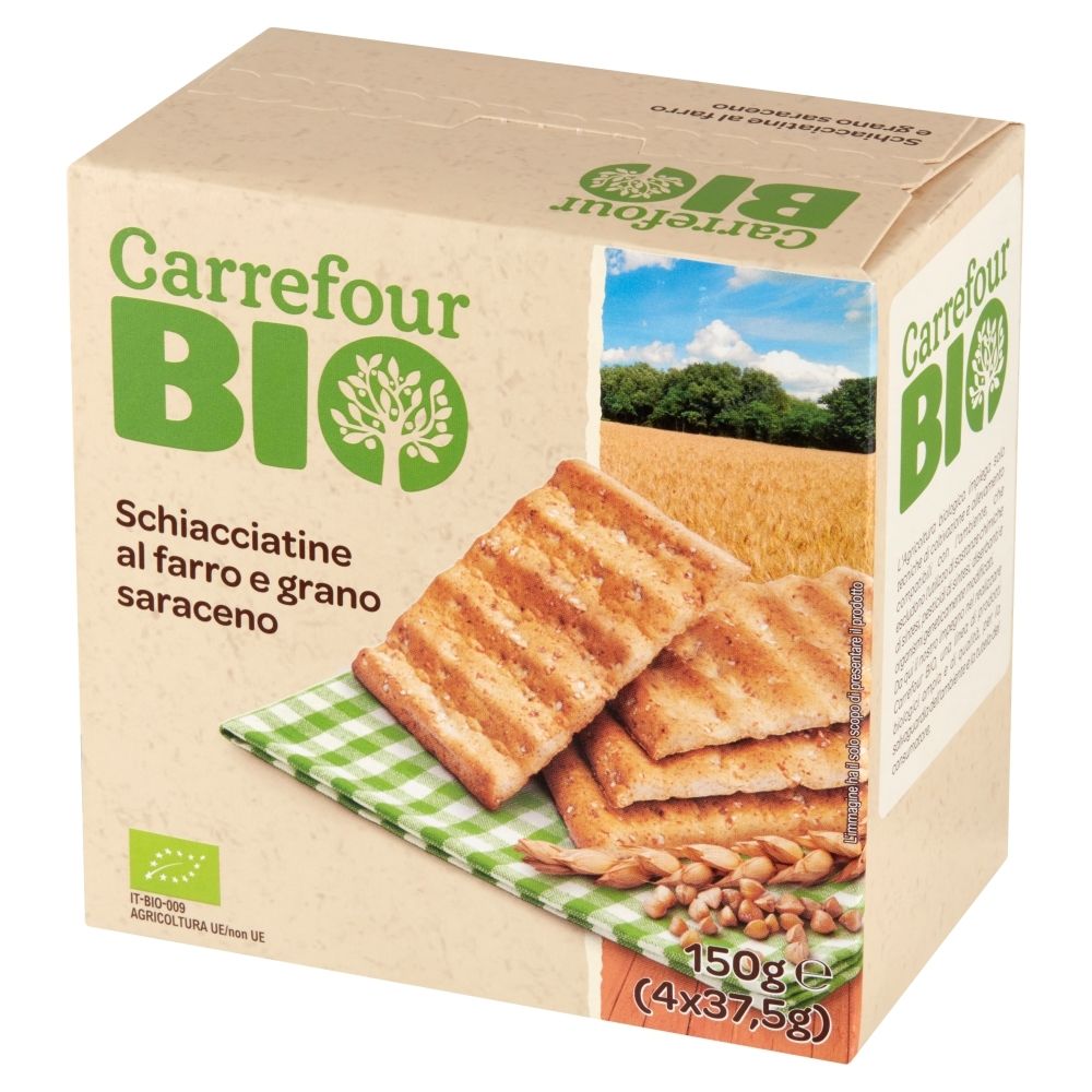 Carrefour Bio Ekologiczne krakersy orkiszowo-gryczane 150 g (4 x 37,5 g)