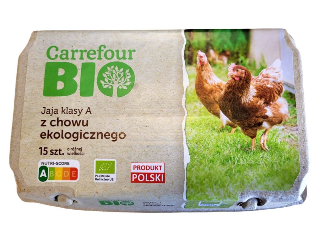 Carrefour BIO Świeże jaja z chowu ekologicznego 15 szt.