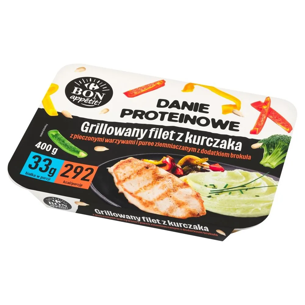 Carrefour Bon Appétit! Danie proteinowe grillowany filet z kurczaka z warzywami i puree 400 g