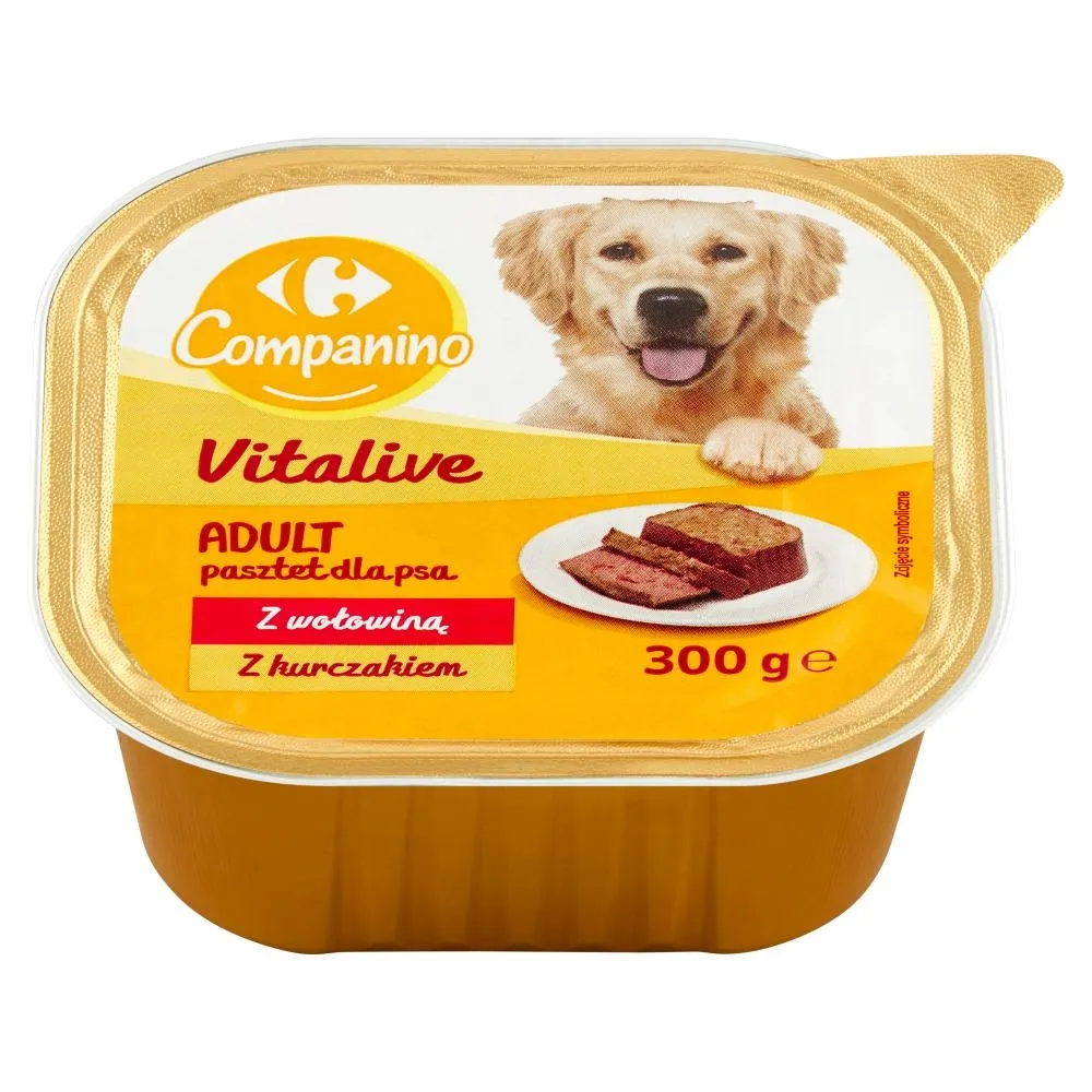 Carrefour Campanino Vitalive Pasztet dla psa z wołowiną z kurczakiem 300 g