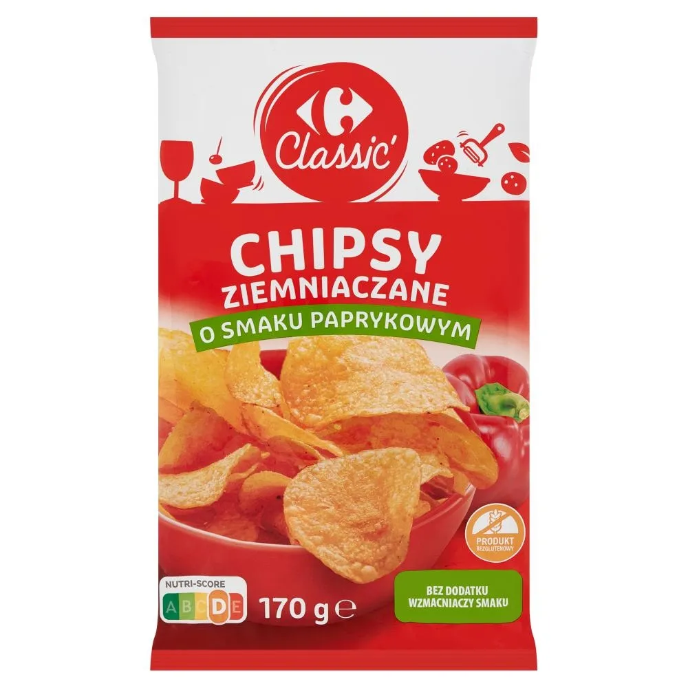 Carrefour Classic Chipsy ziemniaczane o smaku paprykowym 170 g