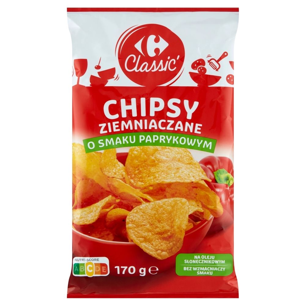 Carrefour Classic Chipsy ziemniaczane o smaku paprykowym 170 g
