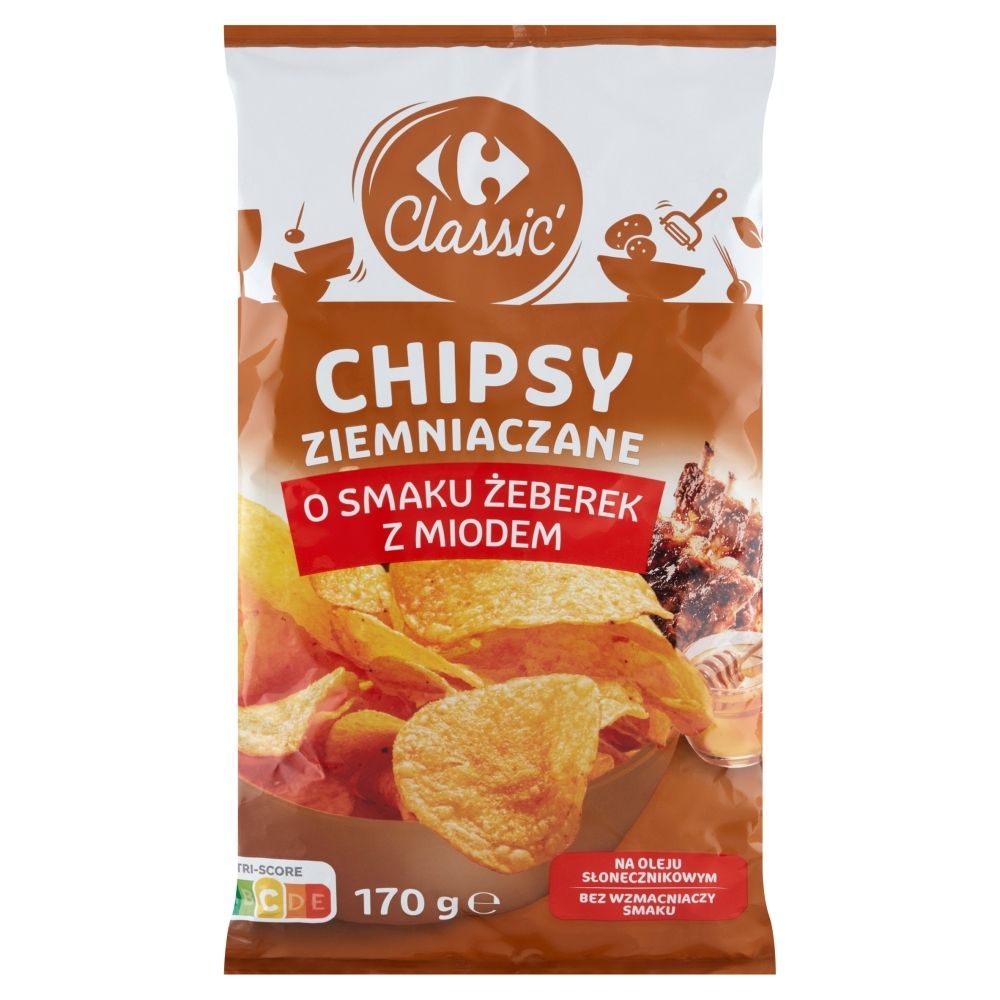 Carrefour Classic Chipsy ziemniaczane o smaku żeberek z miodem 170 g