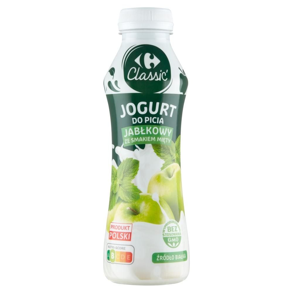 Carrefour Classic Jogurt do picia jabłkowy ze smakiem mięty 350 g
