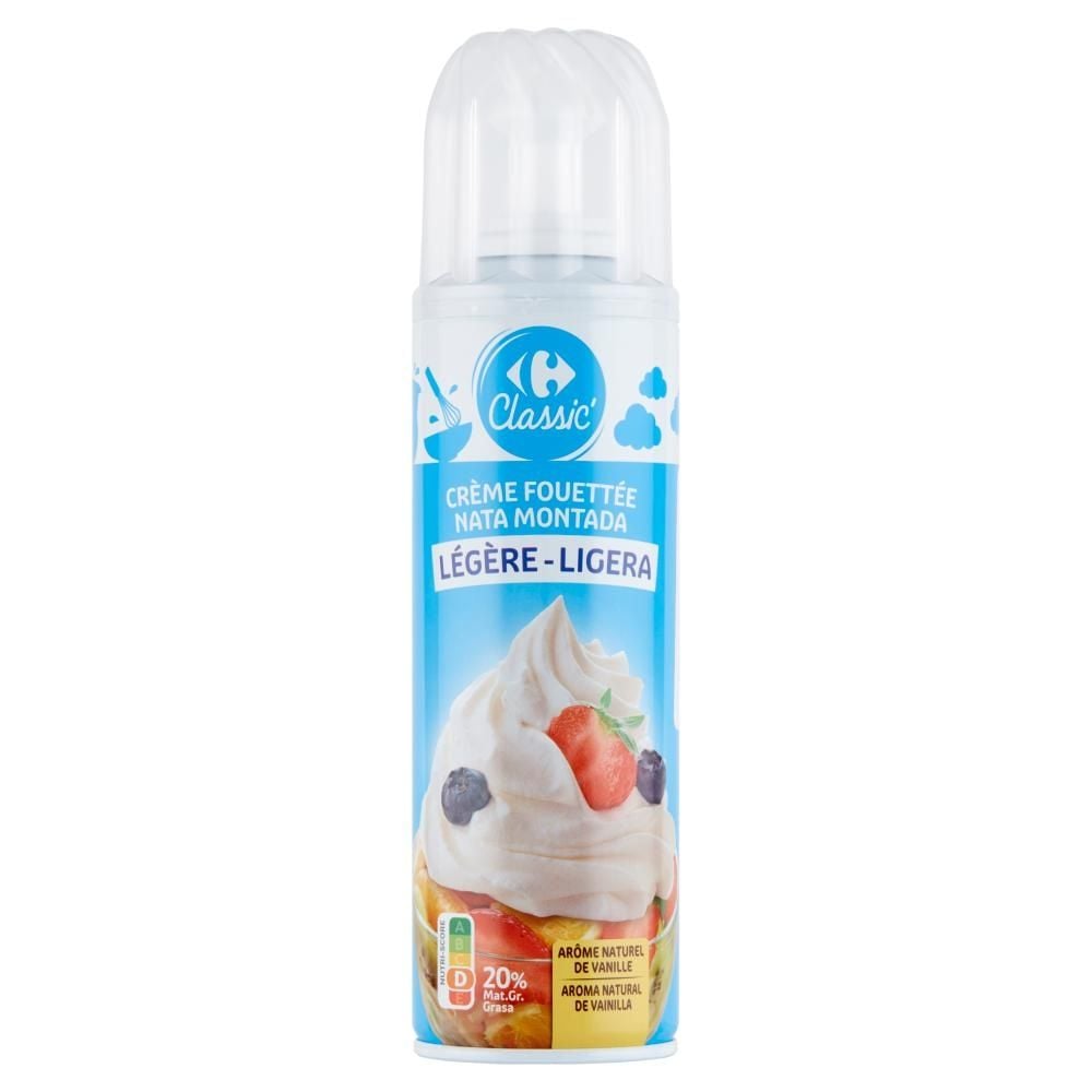 Carrefour Classic Lekka śmietanka UHT słodzona aromatyzowana w sprayu 250 g