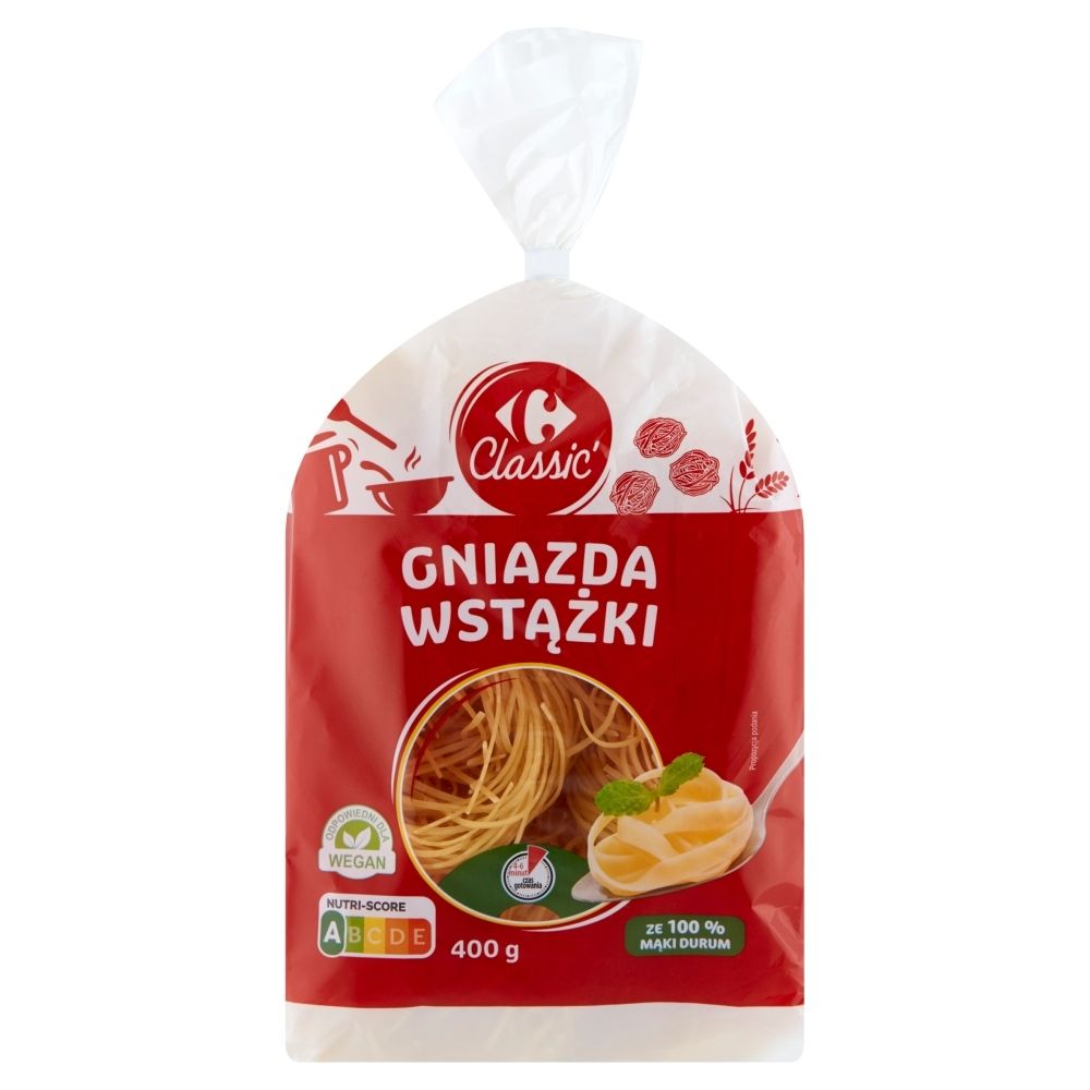 Carrefour Classic Makaron gniazda wstążki 400 g