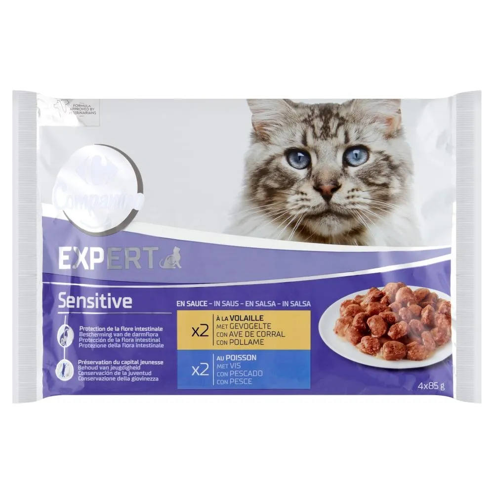 Carrefour Companino Expert Sensitive Karma dla kotów 340 g (4 x 85 g)
