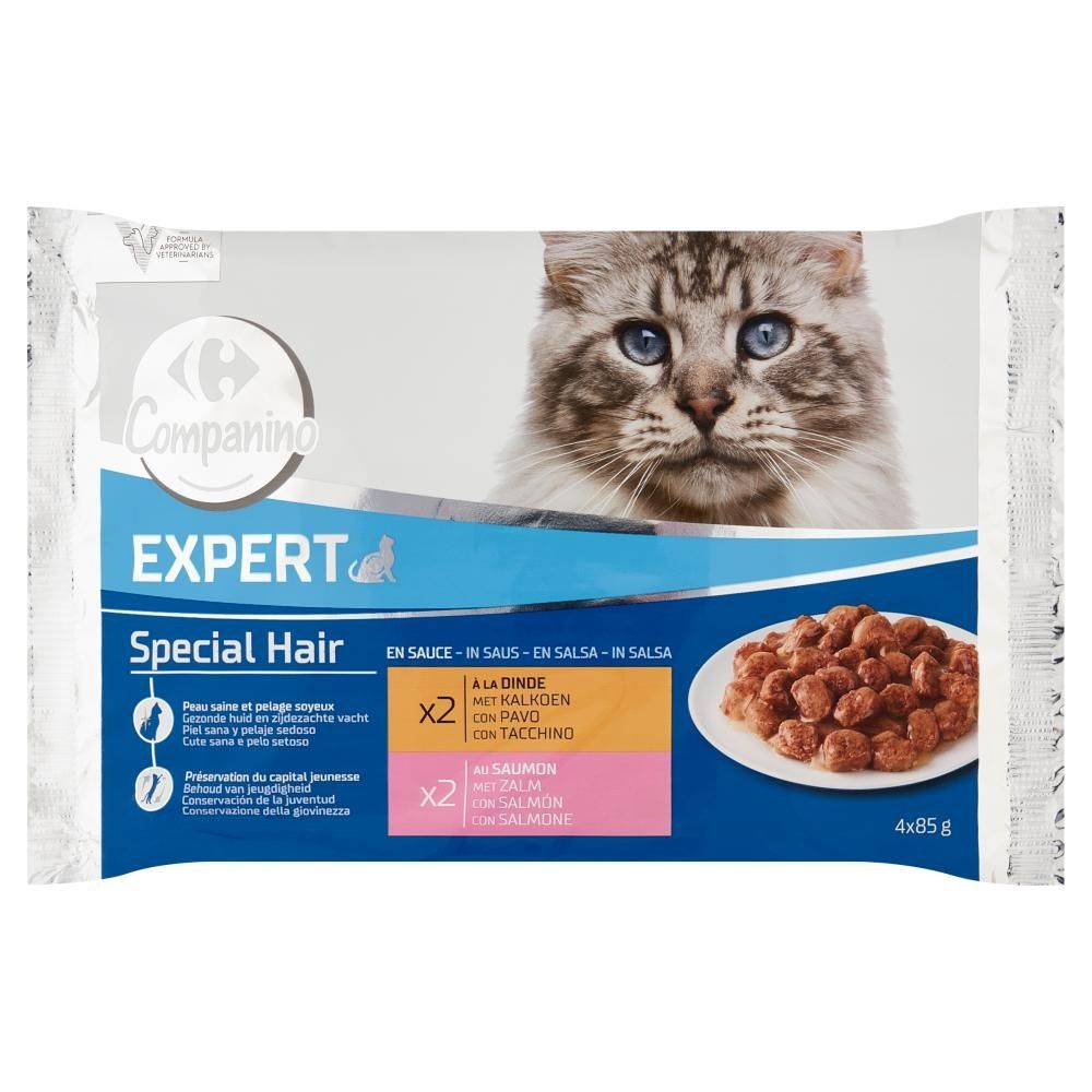 Carrefour Companino Expert Special Hair Karma dla kotów 340 g (4 x 85 g)