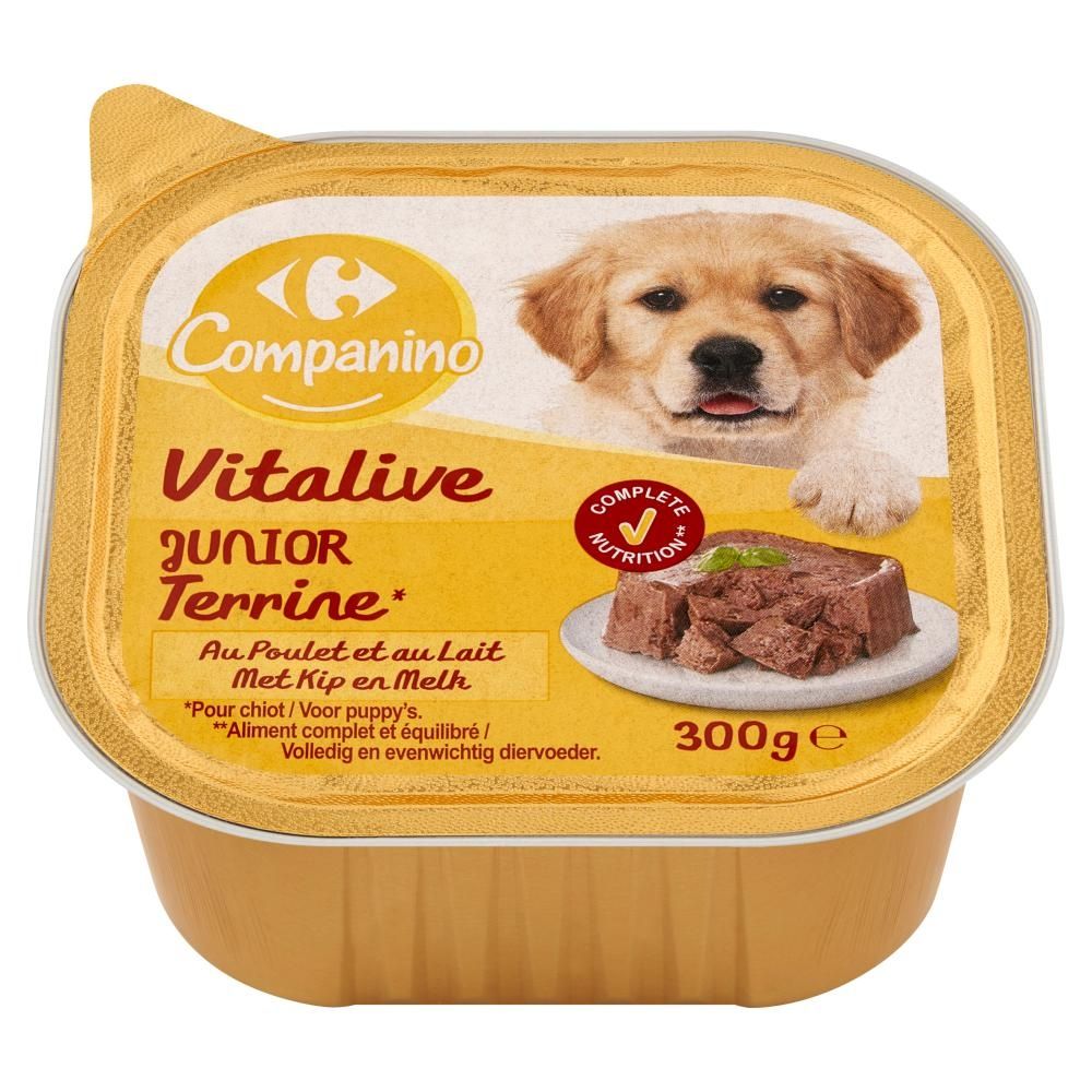 Carrefour Companino Vitalive Junior Karma dla szczeniąt z kurczakiem i mlekiem 300 g