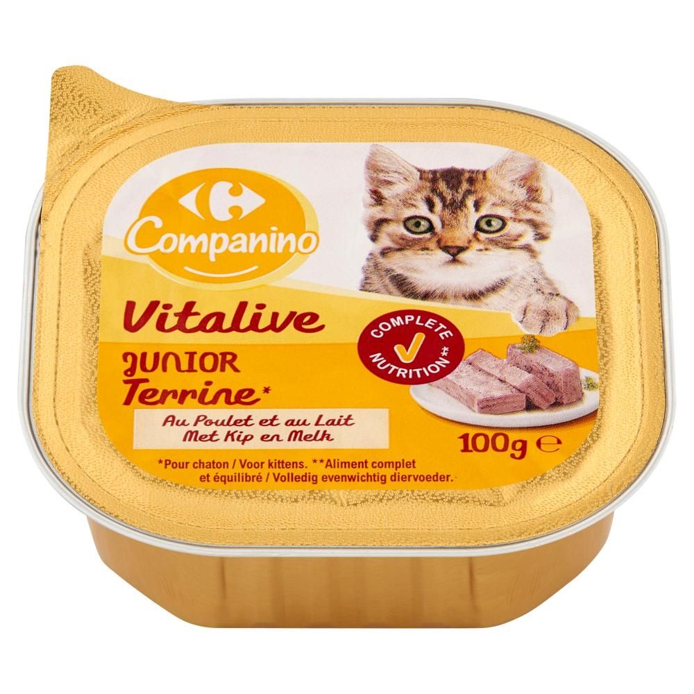 Carrefour Companino Vitalive Junior Terrine Karma dla kociąt z kurczakiem 100 g