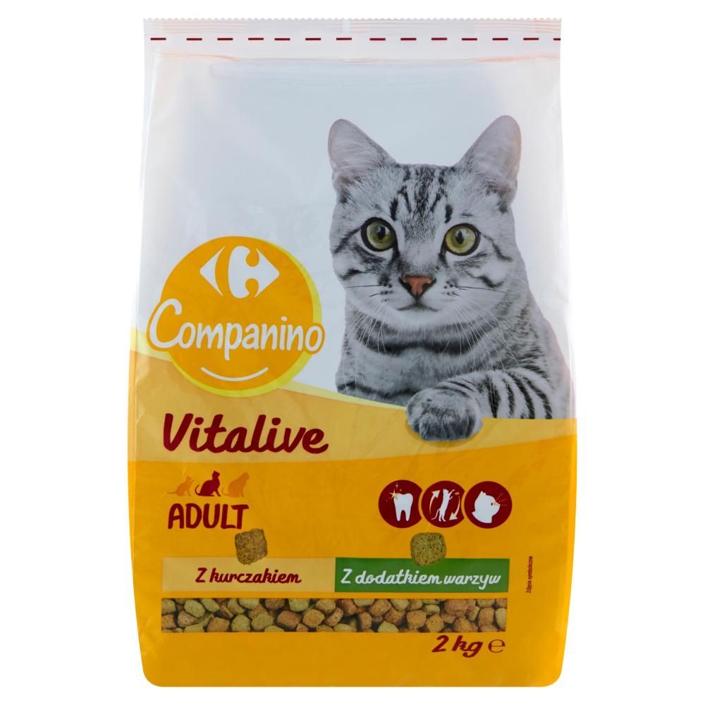 Carrefour Companino Vitalive Karma sucha dla kotów z kurczakiem z dodatkiem warzyw 2 kg