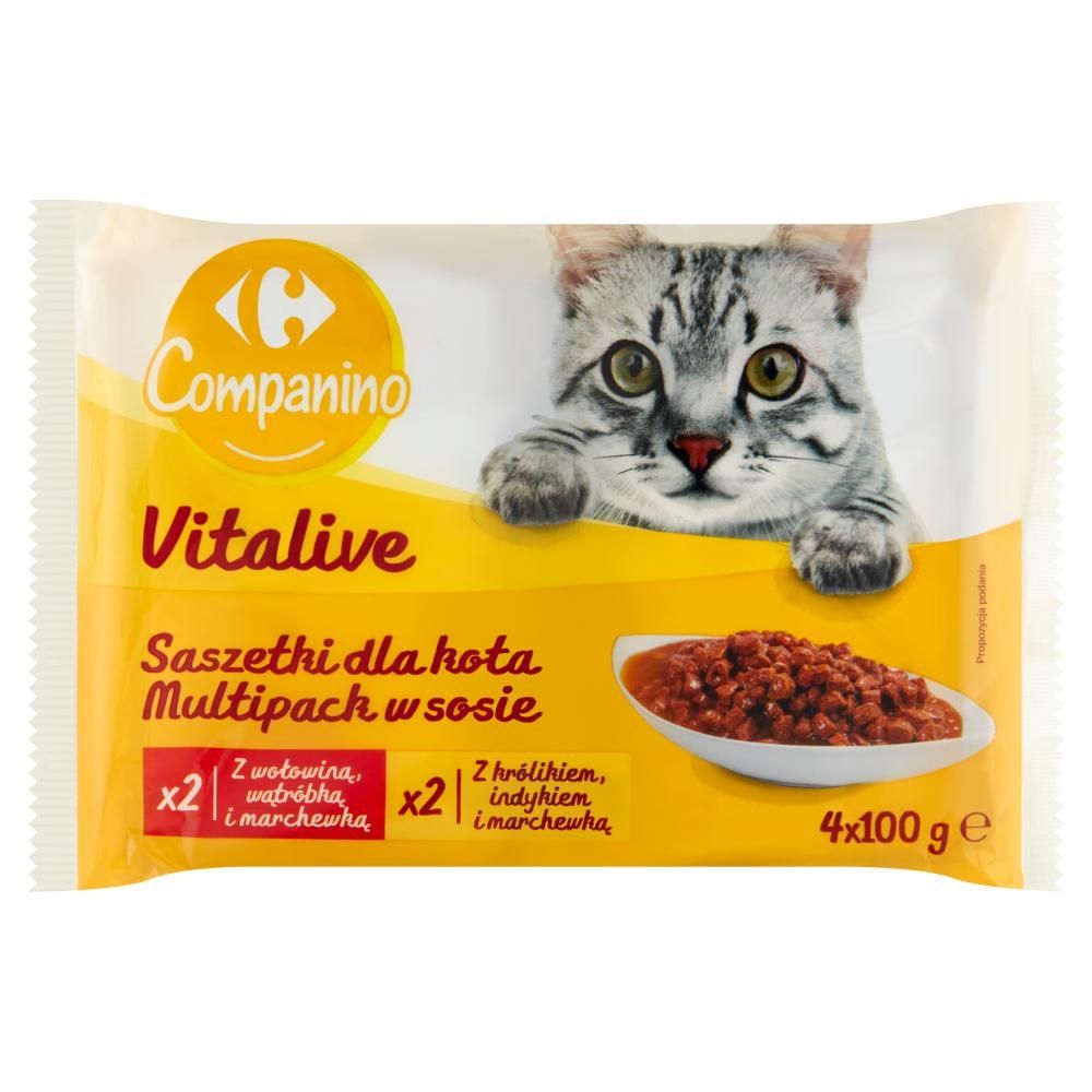 Carrefour Companino Vitalive Multipack w sosie Saszetki dla kota 4 x 100 g