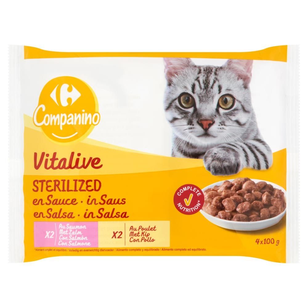 Carrefour Companino Vitalive Sterilized Karma dla kotów 400 g (4 x 100 g)