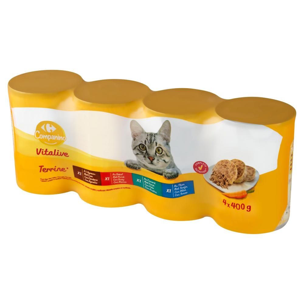 Carrefour Companino Vitalive Terrine Karma dla kotów 1,6 kg (4 x 400 g)