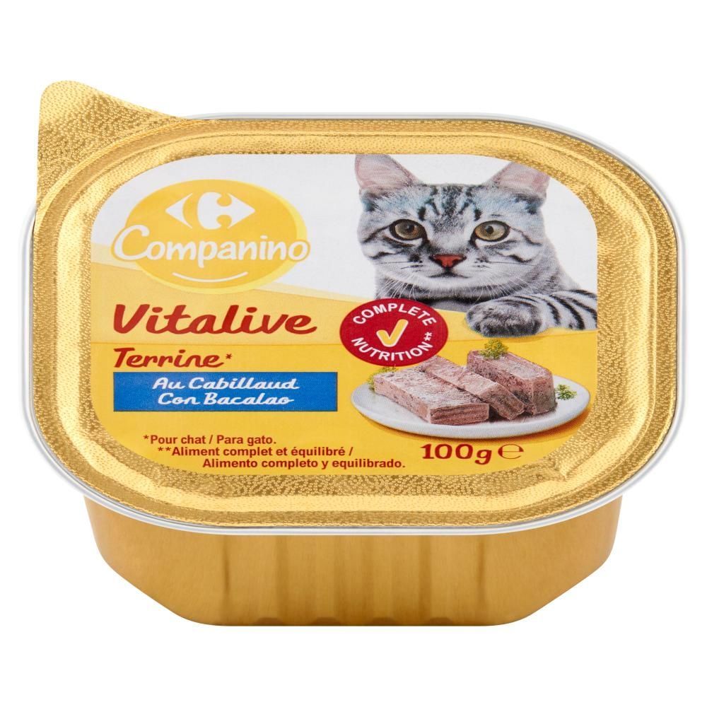 Carrefour Companino Vitalive Terrine Karma dla kotów z dorszem 100 g