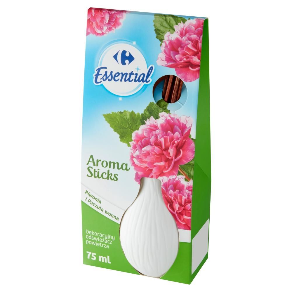 Carrefour Essential Aroma Sticks Dekoracyjny odświeżacz piwonia i paczula 75 ml