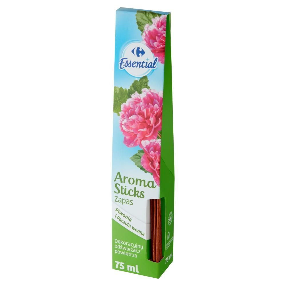 Carrefour Essential Aroma Sticks Dekoracyjny odświeżacz powietrza piwonia i paczula zapas 75 ml