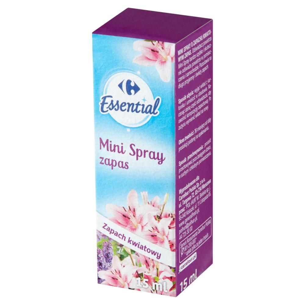 Carrefour Essential Mini Spray Odświeżacz zapas zapach kwiatowy 15 ml