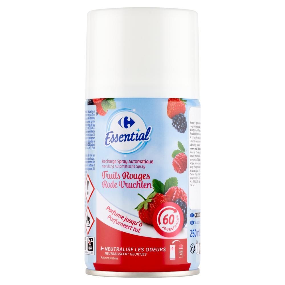 Carrefour Essential Zapas w sprayu do automatycznego odświeżacza powietrza czerwone owoce 250 ml