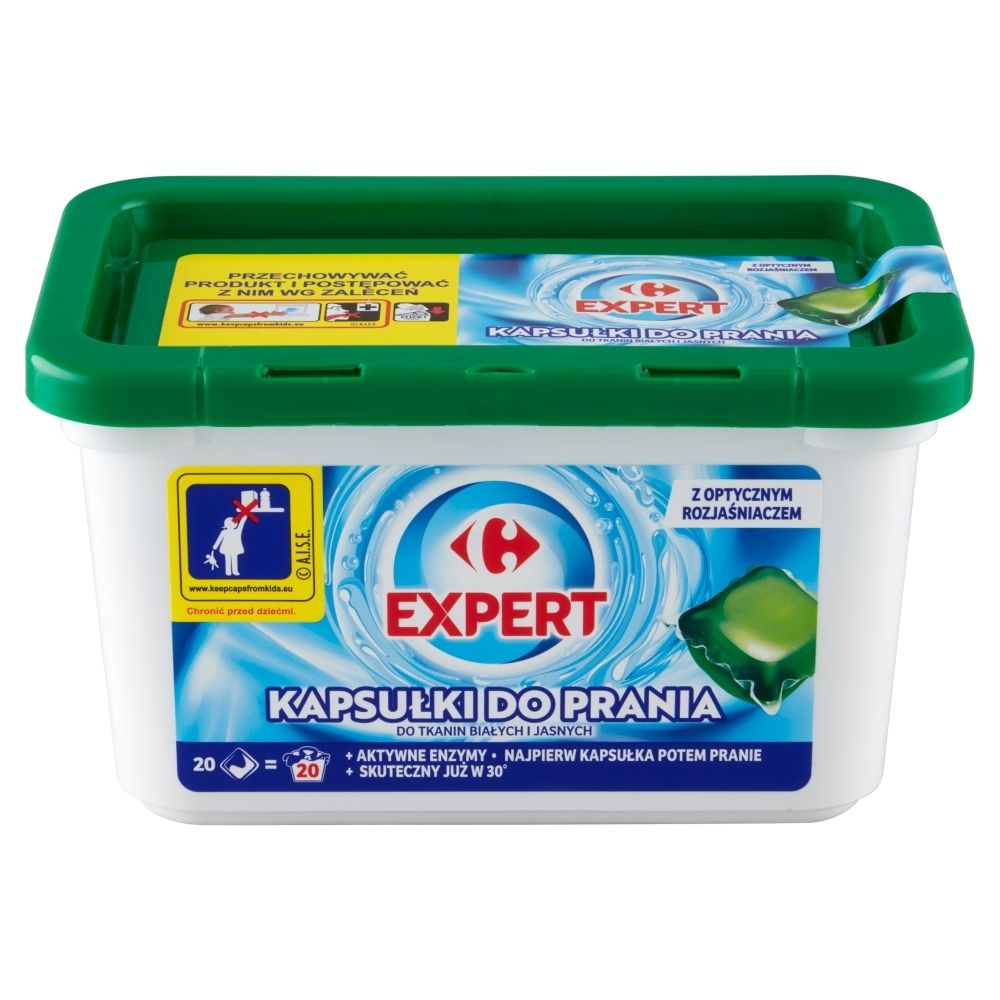 Carrefour Expert Kapsułki do prania do tkanin białych i jasnych 480 g (20 x 24 g)