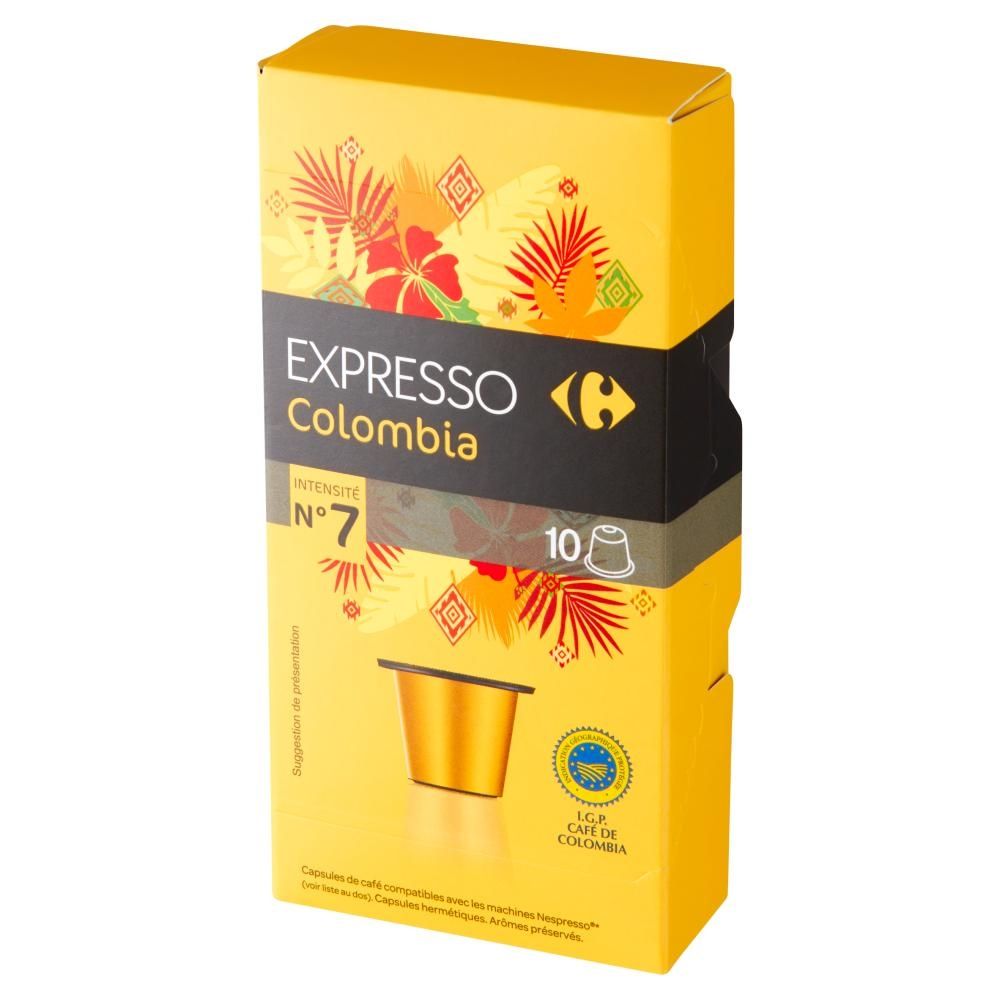 Carrefour Expresso Colombia Kapsułki kawy palonej mielonej 52 g (10 sztuk)