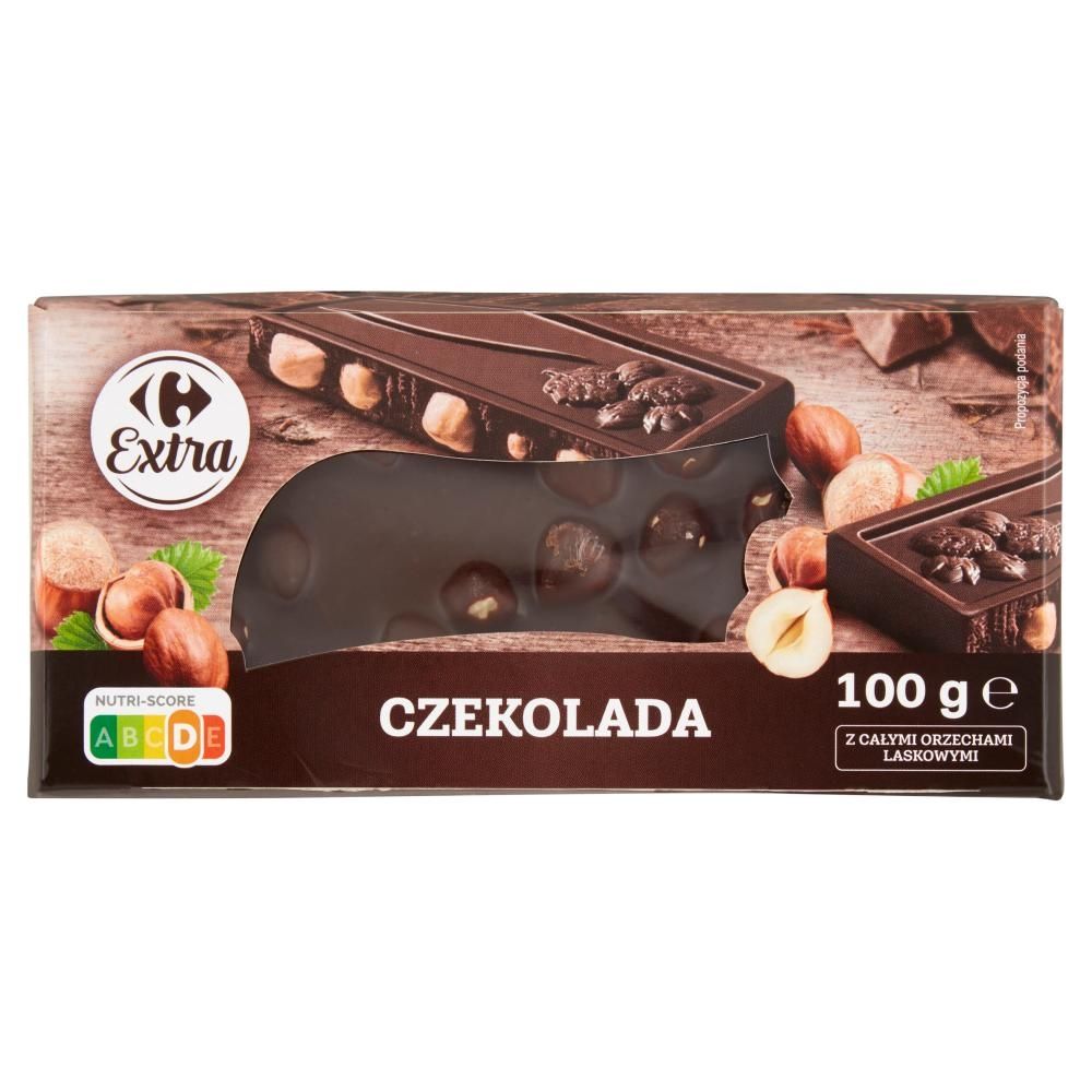 Carrefour Extra Czekolada z całymi orzechami laskowymi 100 g