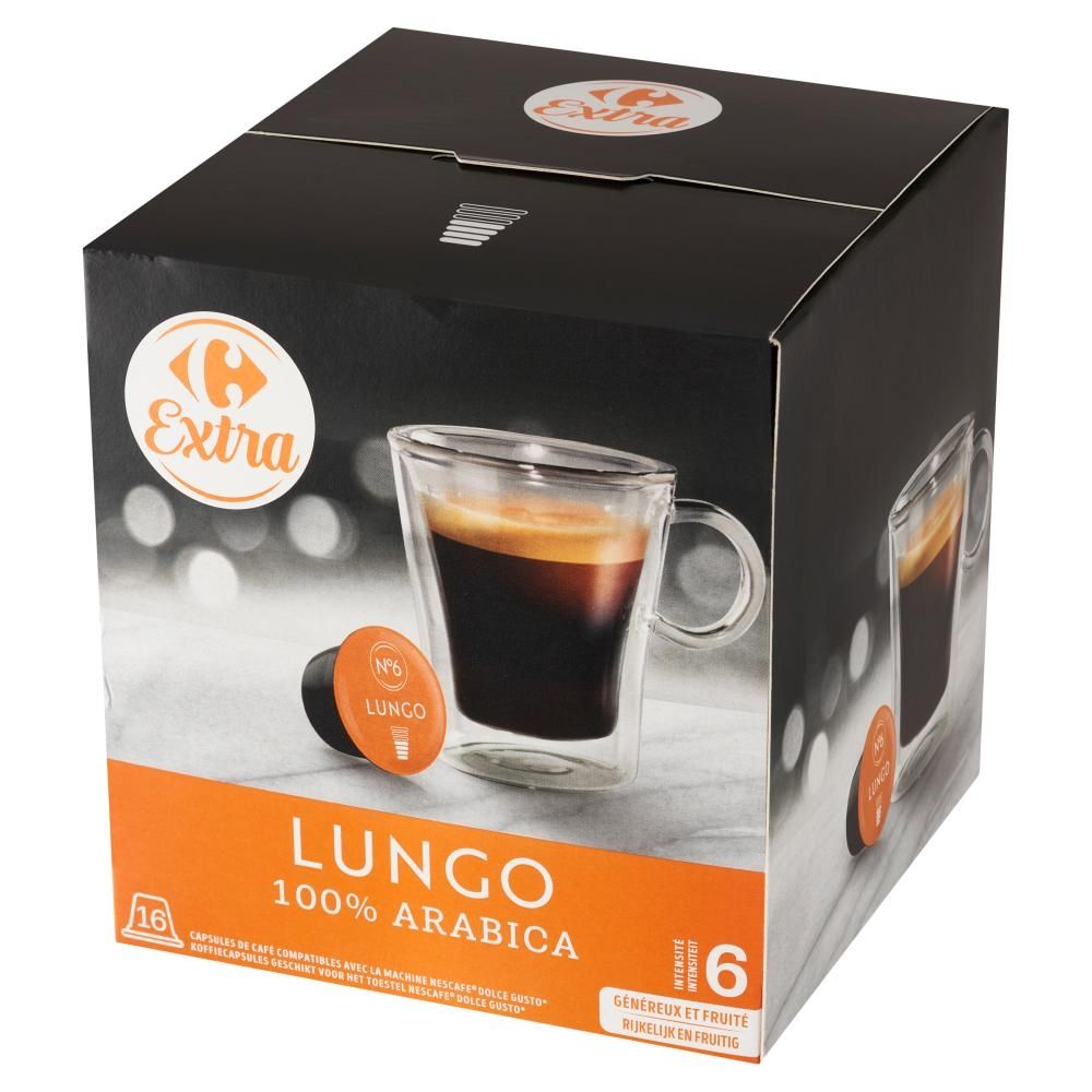 Carrefour Extra Lungo Kawa mielona w kapsułkach 112 g (16 x 7 g)