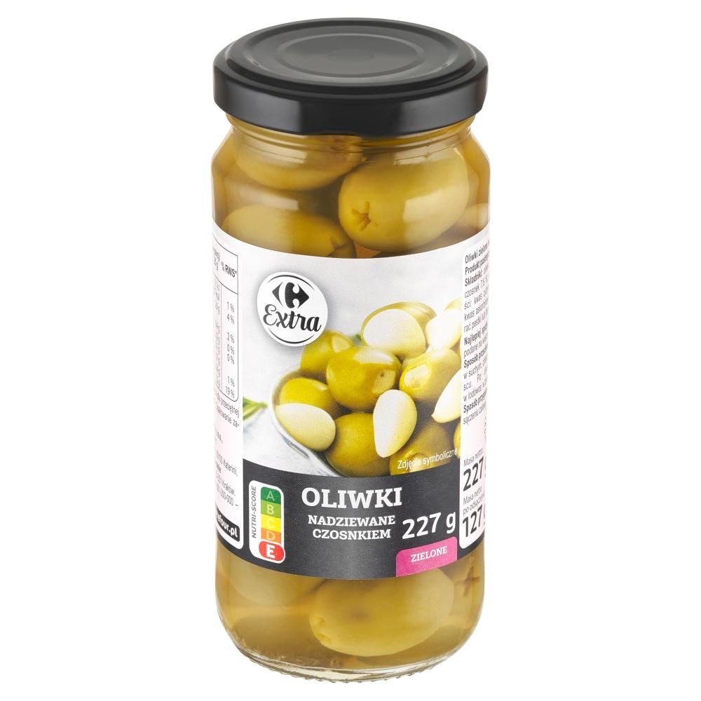 Carrefour Extra Oliwki nadziewane czosnkiem zielone 227 g